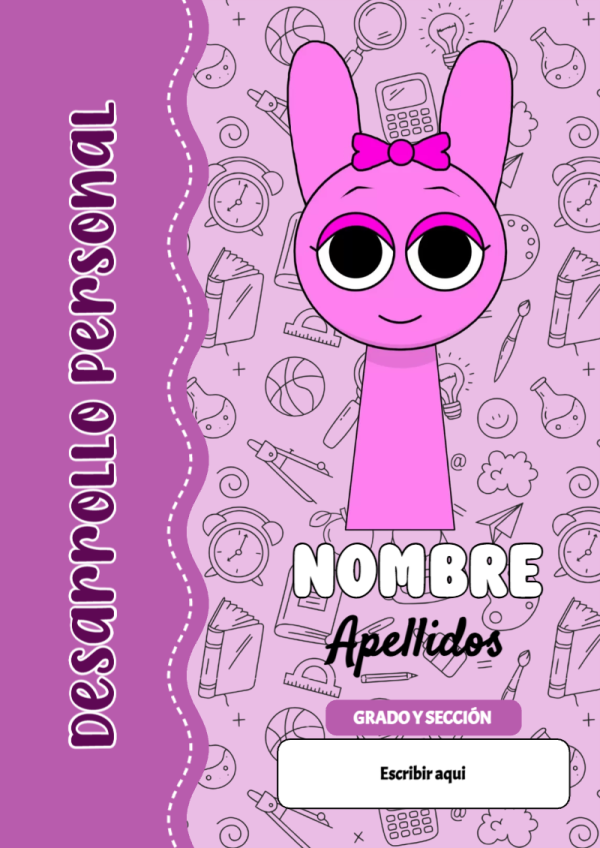 Portada de Sprunki de Desarrollo Personal para cuaderno para niños de primaria - ideal para cuadernos de espiral