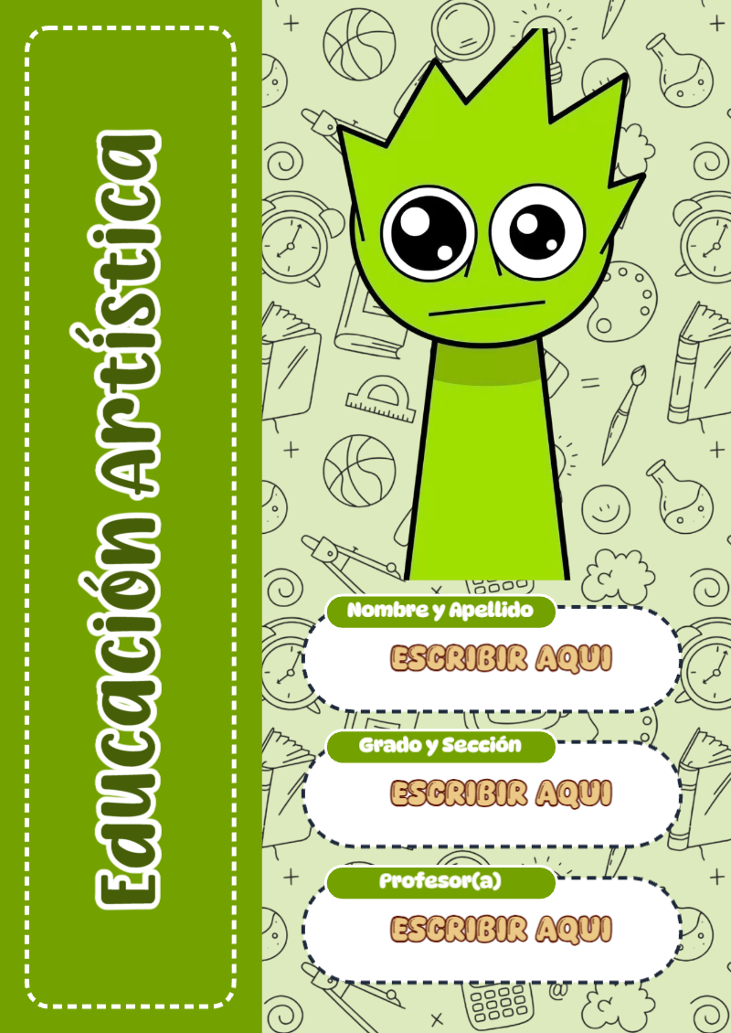 Portada de Sprunki de Educación Artística para cuaderno decorativa y bonita - ideal para cuadernos de espiral
