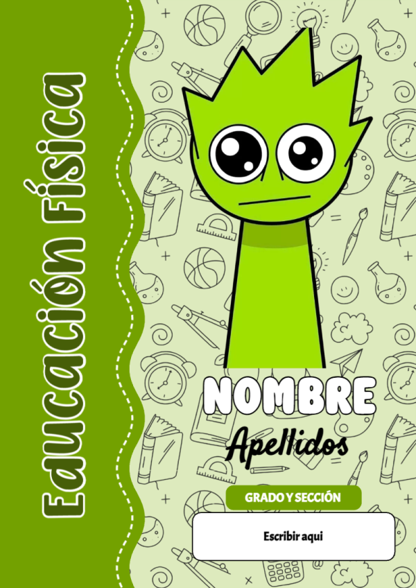 Portada de Sprunki de Educación Física para cuaderno escolar creativa - estilo único para estudiantes