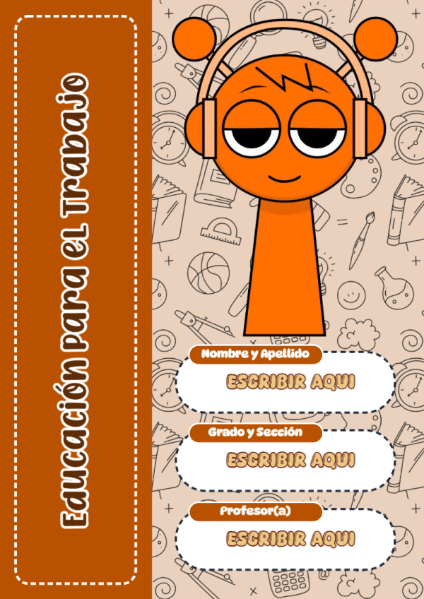 Portada de Sprunki de Educación para el Trabajo para cuaderno en tamaño A4 - para personalizar tus materias
