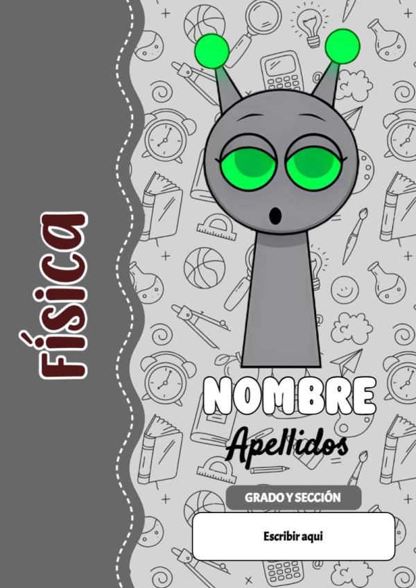 Portada de Sprunki de Física para cuaderno escolar creativa - tendencia educativa 2026