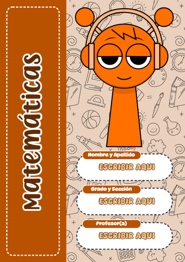 Portada de Sprunki de Matemáticas para cuaderno lista para imprimir en A4 - estilo único para estudiantes