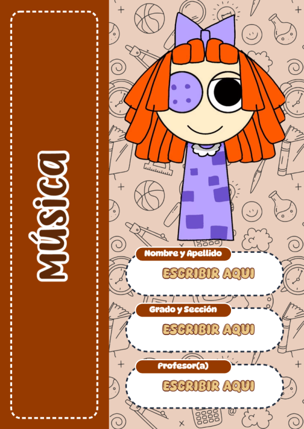 Portada de Sprunki de Música para cuaderno para primaria - creación especial de Mini Canva