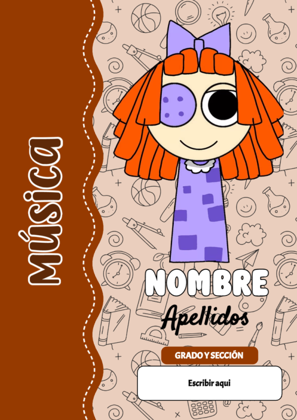 Portada de Sprunki de Música para cuaderno fácil de imprimir - para todas las edades y grados