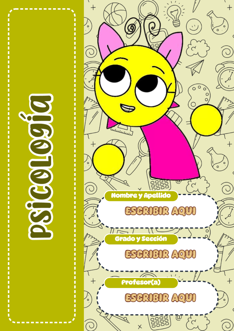 Portada de Sprunki de Psicología Editable para Imprimir Gratis