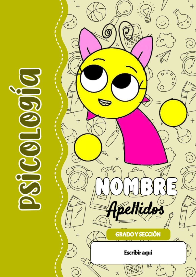 Portada de Sprunki de Psicología Editable para Imprimir Gratis
