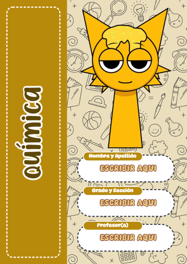 Portada de Sprunki de Química para cuaderno decorativa y bonita - formato digital listo para usar