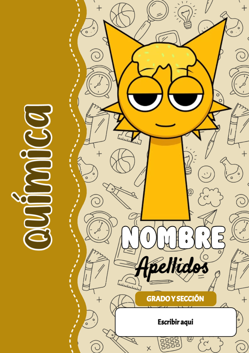 Portada de Sprunki de Química para cuaderno fácil de imprimir - ideal para cuadernos de espiral