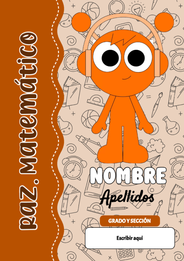 Portada de Sprunki de Raz. Matemático para cuaderno con diseño bonito - diseño escolar moderno