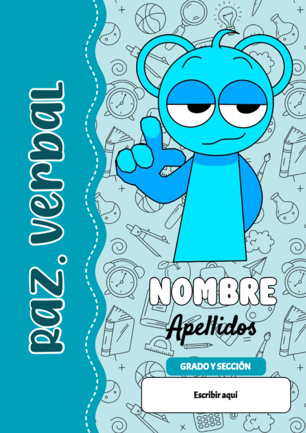 Portada de Sprunki de Raz. Verbal para cuaderno para clases - para el regreso a clases
