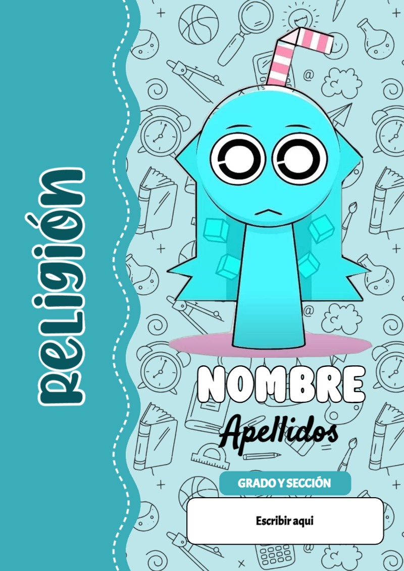 Portada de Sprunki de Religión Editable para Imprimir Gratis