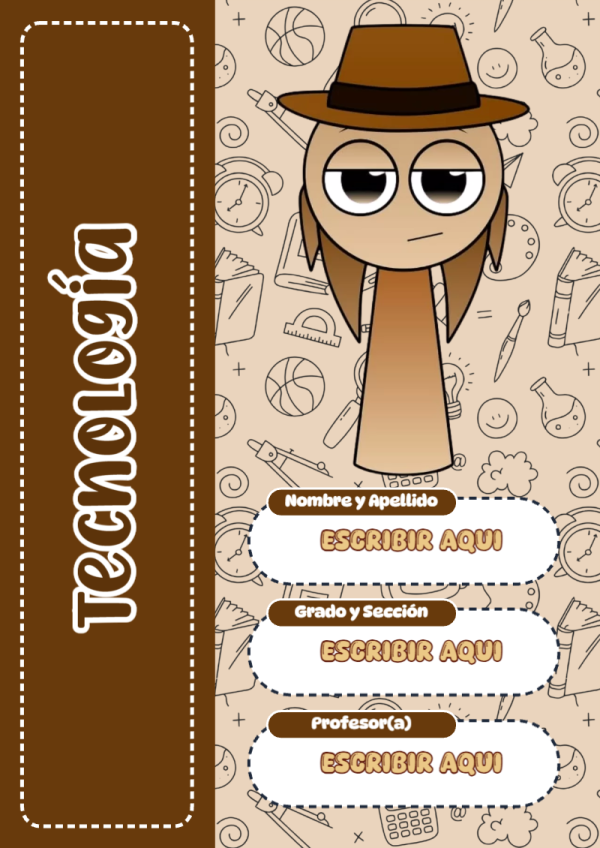 Portada de Sprunki de Tecnología para cuaderno escolar para imprimir gratis - ideal para el nuevo año escolar