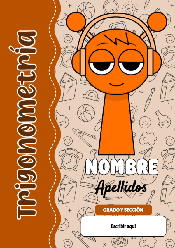Portada de Sprunki de Trigonometría para cuaderno ideal para niños - disponible para descarga gratuita