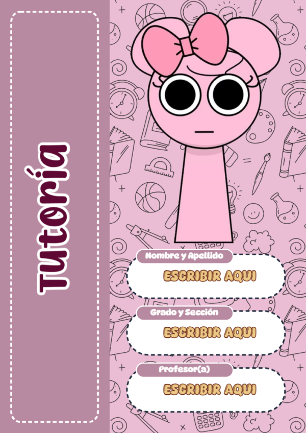 Portada de Sprunki de Tutoría para cuaderno con estilo infantil - perfecto para organizar tus apuntes