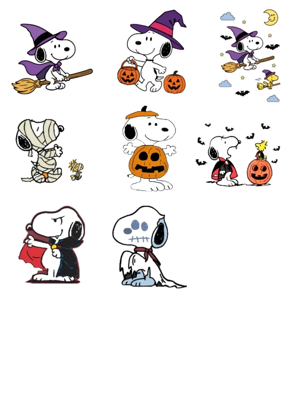 Etiquetas bonitas de Stickers Snoopy para el nuevo año escolar - con colores vivos y llamativos
