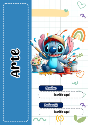 Portada de Stitch de Arte para cuaderno para primaria - tendencia educativa 2026