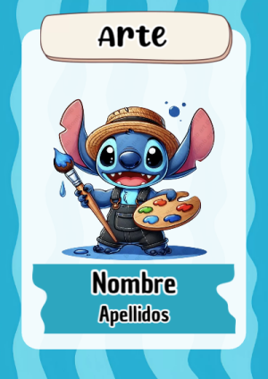 Portada de Stitch de Arte para cuaderno fácil de imprimir - para personalizar tus materias