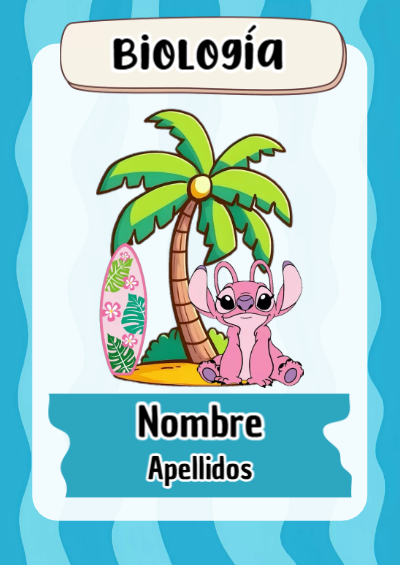 Portada de Stitch de Biología Editable para Imprimir Gratis