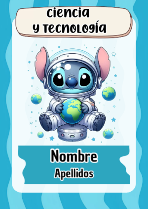 Portada de Stitch de Ciencia y Tecnología para cuaderno en formato A4 - para personalizar tus materias