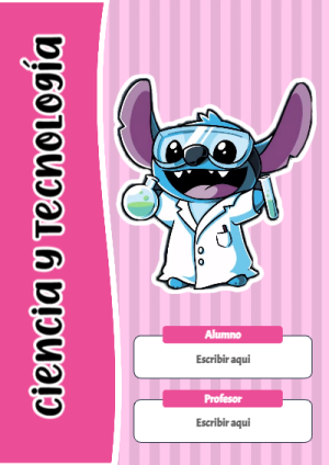 Portada de Stitch de Ciencia y Tecnología para cuaderno con estilo creativo - para personalizar tus materias