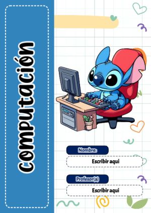 Portada de Stitch de Computación para cuaderno bonita para imprimir - ideal para el nuevo año escolar