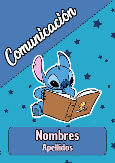 Portada de Stitch de Comunicación Editable para Imprimir Gratis