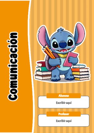 Portada de Stitch de Comunicación para cuaderno escolar creativa - diseño escolar moderno