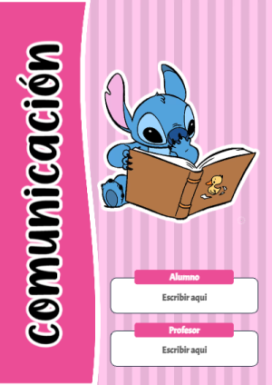 Portada de Stitch de Comunicación para cuaderno llamativa y bonita - diseño escolar moderno