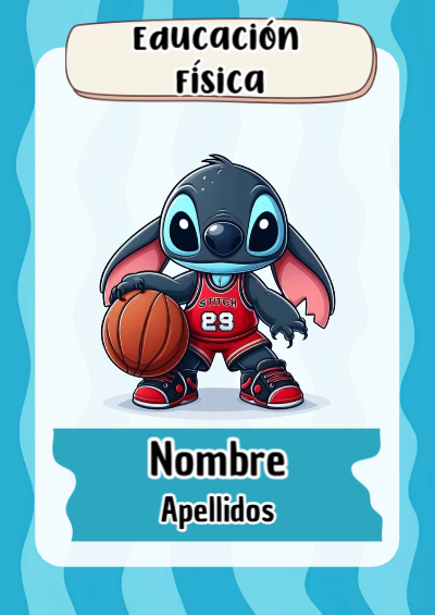 Portada de Stitch de Educación Física Editable para Imprimir Gratis