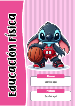 Portada de Stitch de Educación Física para cuaderno con diseño bonito - diseño escolar moderno