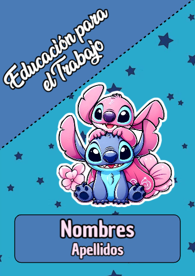 Portada de Stitch de Educación para el Trabajo Editable para Imprimir Gratis