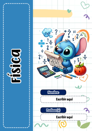 Portada de Stitch de Física para cuaderno en formato A4 - disponible para descarga gratuita