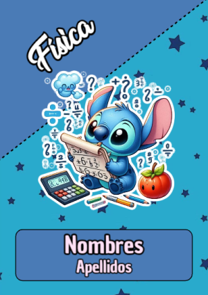 Portada de Stitch de Física para cuaderno con diseño bonito - para el regreso a clases