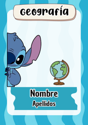 Portada de Stitch de Geografía para cuaderno fácil de imprimir - creación especial de Mini Canva