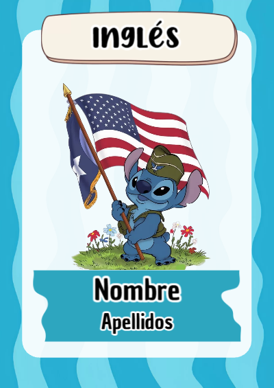 Portada de Stitch de Inglés Editable para Imprimir Gratis