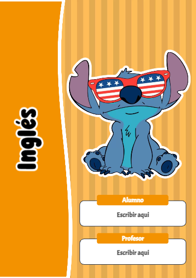 Portada de Stitch de Inglés Editable para Imprimir Gratis