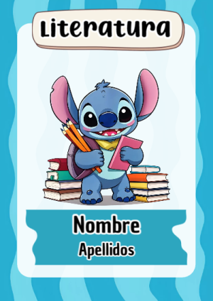 Portada de Stitch de Literatura para cuaderno escolar creativa - versión premium para imprimir