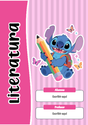 Portada de Stitch de Literatura para cuaderno escolar para imprimir gratis - perfecto para organizar tus apuntes