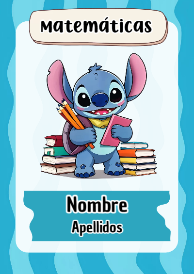 Portada de Stitch de Matemáticas Editable para Imprimir Gratis