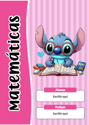 Portada de Stitch de Matemáticas para cuaderno en tamaño A4 - versión premium para imprimir