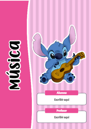Portada de Stitch de Música para cuaderno llamativa y bonita - diseño exclusivo y original