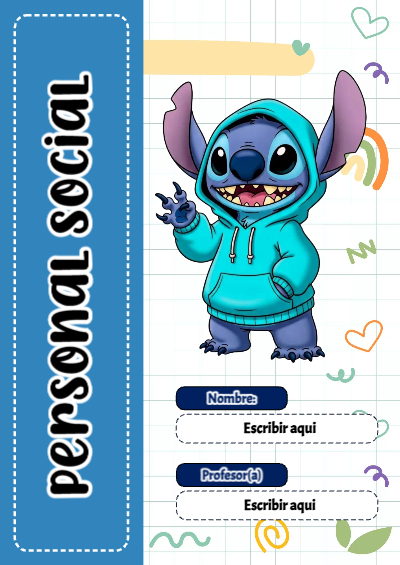 Portada de Stitch de Personal Social para cuaderno con diseño bonito - versión premium para imprimir