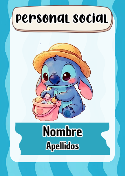 Portada de Stitch de Personal Social para cuaderno para clases - versión premium para imprimir
