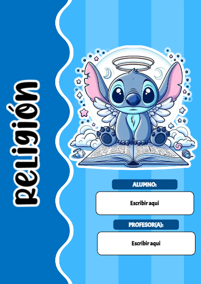 Portada de Stitch de Portada de Stitch para Religión para cuaderno con estilo creativo - para el regreso a clases