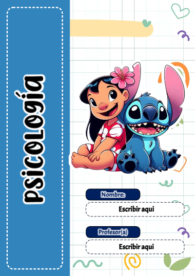 Portada de Stitch de Psicología Editable para Imprimir Gratis