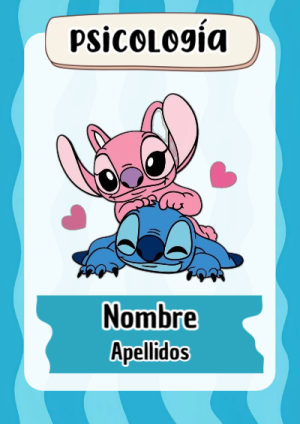 Portada de Stitch de Psicología para cuaderno para estudiantes - para personalizar tus materias