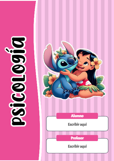 Portada de Stitch de Psicología Editable para Imprimir Gratis