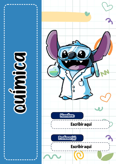 Portada de Stitch de Química Editable para Imprimir Gratis