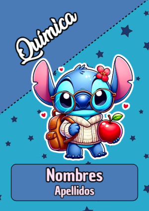 Portada de Stitch de Química para cuaderno escolar creativa - ideal para el nuevo año escolar