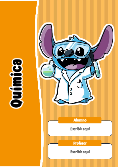Portada de Stitch de Química Editable para Imprimir Gratis